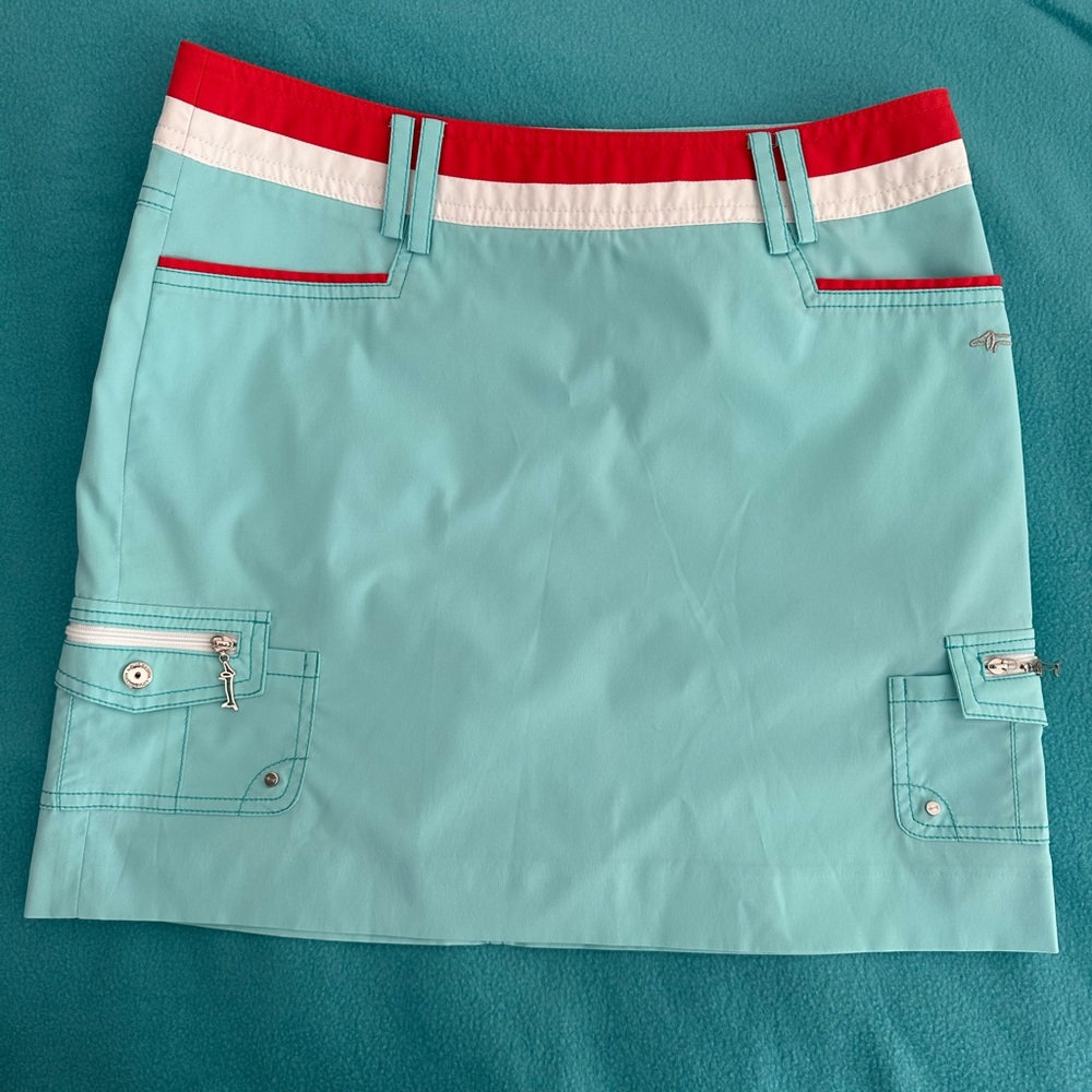 Louis Castel Aqua and Red Mini Skort
